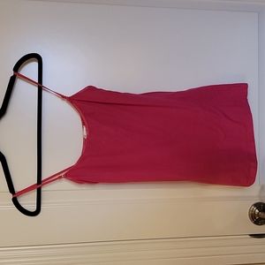 Hot pink cotton and spandex spaghetti strap camisole